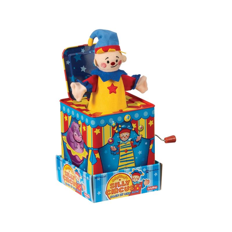 ぬいぐるみ cheeky jack in the box merrythought Brinquedo musical Schylling Silly Circus Jack in the Box 18m+